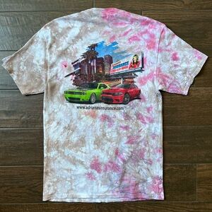Dodge challenger srt brown and pink hellcat tie dye t shirt